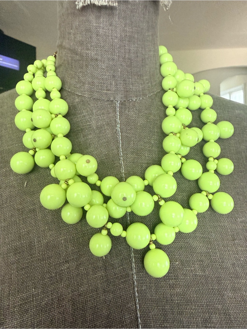Neon Lime Multi-Strand Bubble Necklace - Women Jewelry